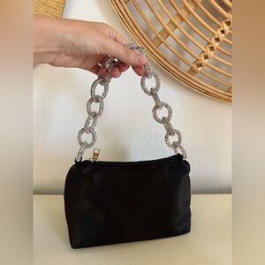 Elegant Black Bag with Silver Chain